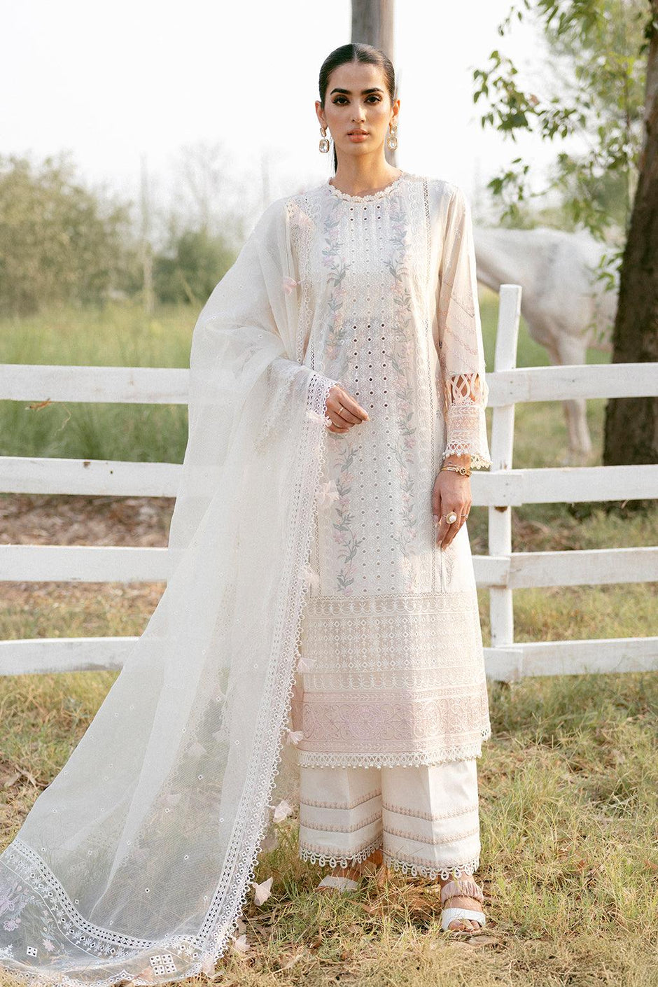 Tara By Sardinia Embroidered Organza Suits Unstitched 3 Piece SRD24T D-05 Azure - Festive Collection